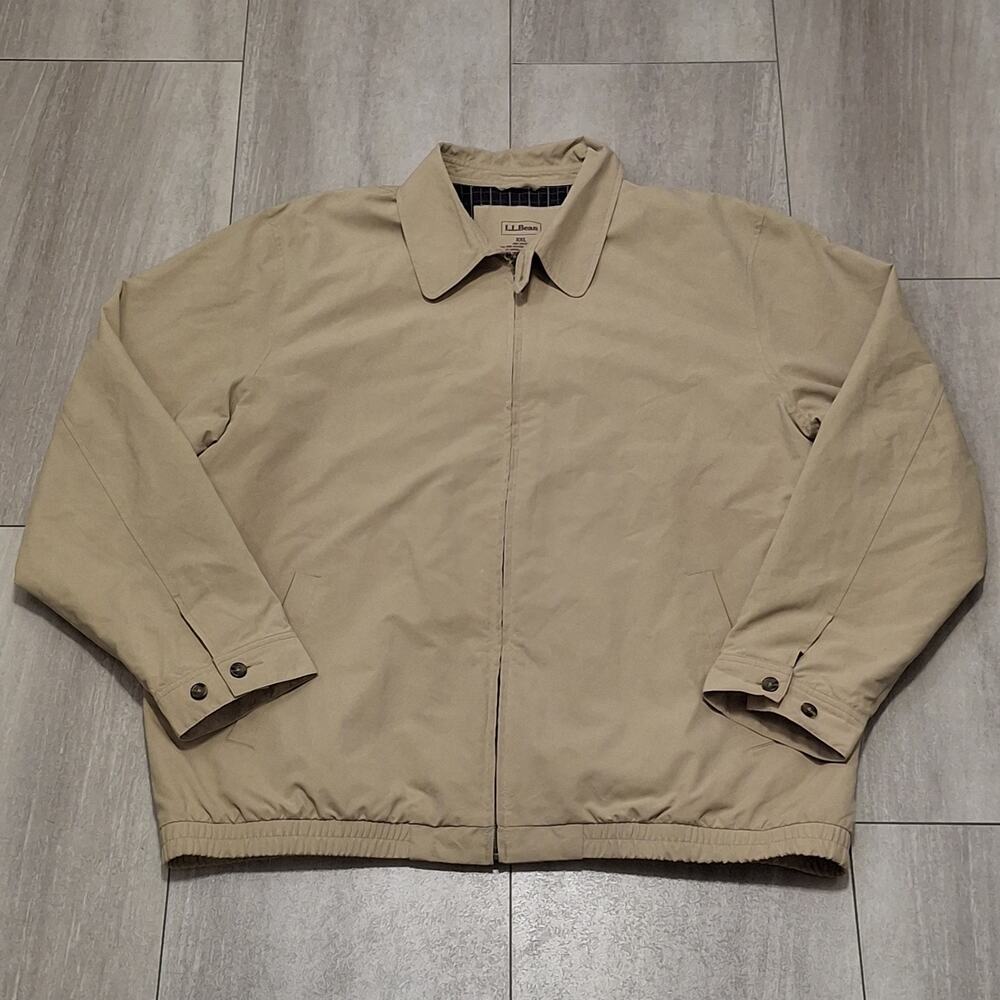 LL Bean Men's Casual Beige Jacket With Collar and Buttoned Cuffs Size XXL